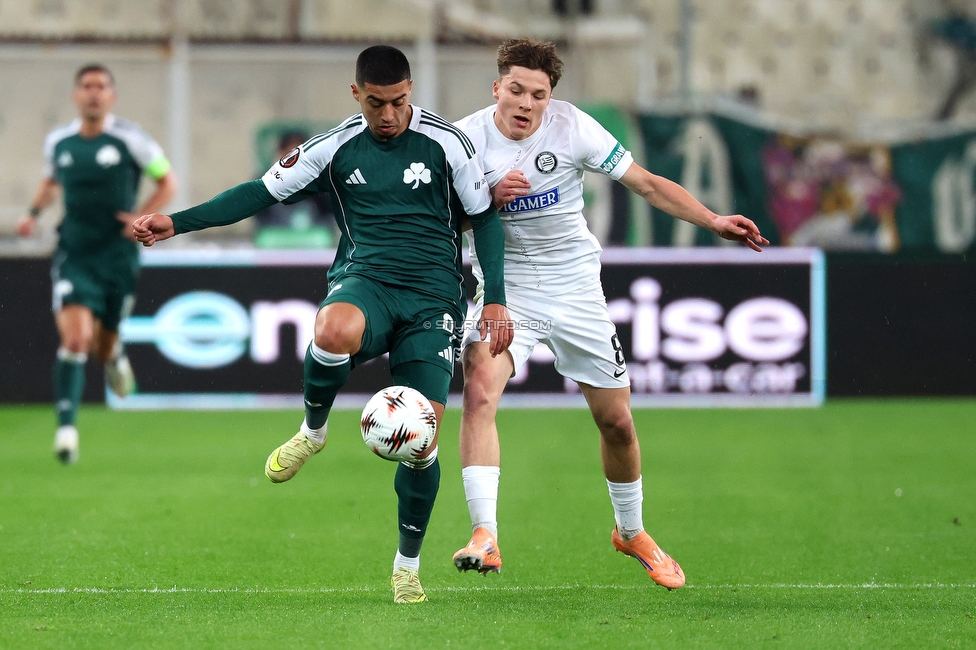 Panathinaikos - Sturm Graz
UEFA Europa League Gruppenphase 5. Spieltag, FC Panathinaikos - SK Sturm Graz, Olympiastadion Athen, 27.11.2025. 

Foto zeigt Fans von Sturm
