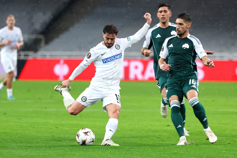 Panathinaikos - Sturm Graz
UEFA Europa League Gruppenphase 5. Spieltag, FC Panathinaikos - SK Sturm Graz, Olympiastadion Athen, 27.11.2025. 

Foto zeigt Fans von Sturm
