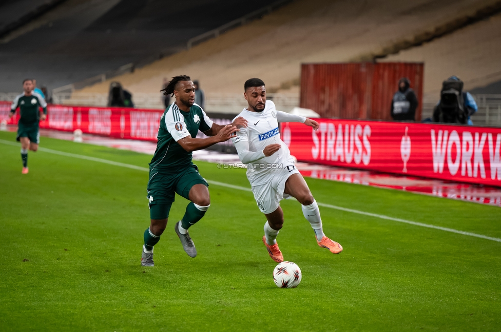 Panathinaikos - Sturm Graz
UEFA Europa League Gruppenphase 5. Spieltag, FC Panathinaikos - SK Sturm Graz, Olympiastadion Athen, 27.11.2025. 

Foto zeigt Maurice Malone (Sturm)
