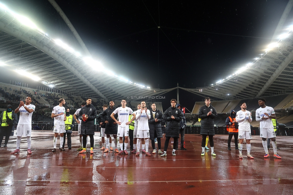 Panathinaikos - Sturm Graz
UEFA Europa League Gruppenphase 5. Spieltag, FC Panathinaikos - SK Sturm Graz, Olympiastadion Athen, 27.11.2025. 

Foto zeigt die Mannschaft von Sturm
