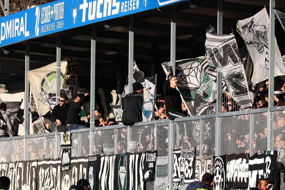 Hartberg - Sturm Graz
Oesterreichische Fussball Bundesliga, 15. Runde, TSV Hartberg - SK Sturm Graz, PROfertil Arena Hartberg, 30.11.2025. 

Foto zeigt Fans von Sturm

