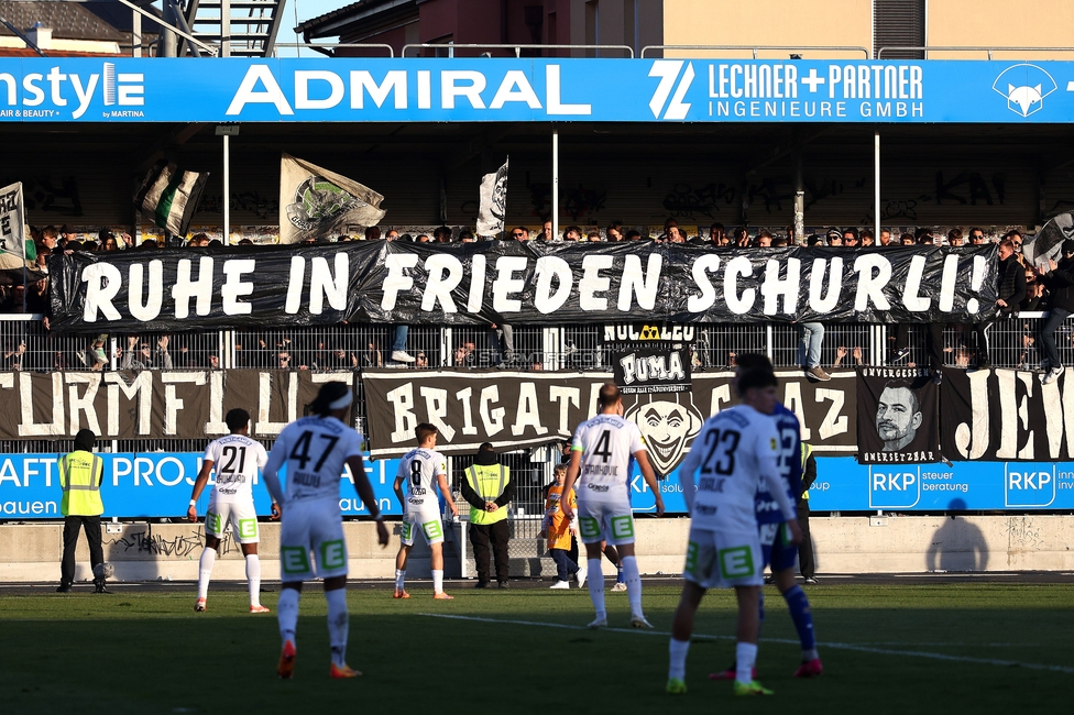 Hartberg - Sturm Graz
Oesterreichische Fussball Bundesliga, 15. Runde, TSV Hartberg - SK Sturm Graz, PROfertil Arena Hartberg, 30.11.2025. 

Foto zeigt Fans von Sturm mit einem Spruchband
