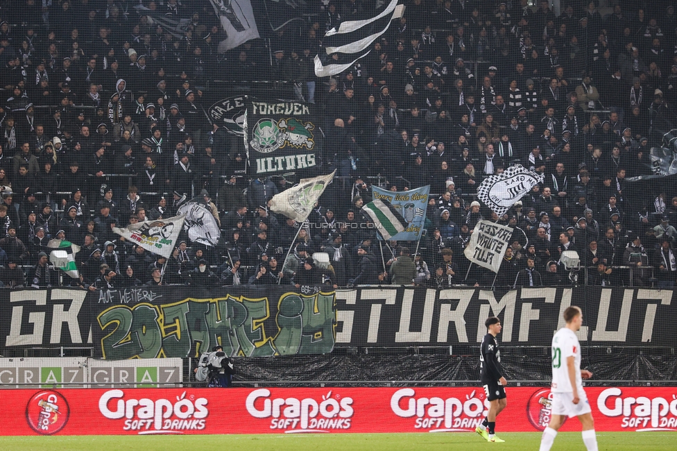 Sturm Graz - Wattens
Oesterreichische Fussball Bundesliga, 4. Runde, SK Sturm Graz - WSG Tirol, Stadion Liebenau Graz, 03.12.2025. 

Foto zeigt Fans von Sturm mit einem Spruchband
