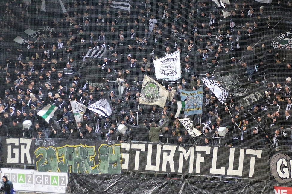 Sturm Graz - Wattens
Oesterreichische Fussball Bundesliga, 4. Runde, SK Sturm Graz - WSG Tirol, Stadion Liebenau Graz, 03.12.2025. 

Foto zeigt Fans von Sturm mit einem Spruchband
