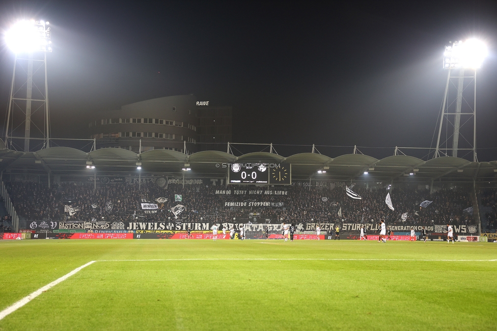 Sturm Graz - Wattens
Oesterreichische Fussball Bundesliga, 4. Runde, SK Sturm Graz - WSG Tirol, Stadion Liebenau Graz, 03.12.2025. 

Foto zeigt Fans von Sturm mit einem Spruchband

