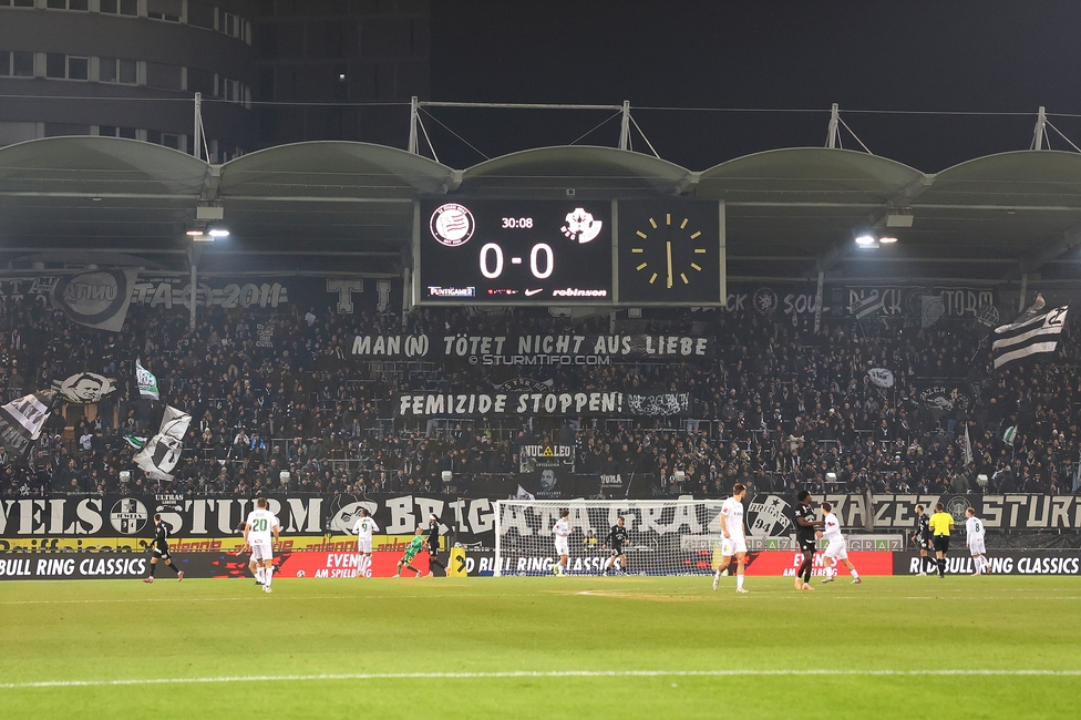 Sturm Graz - Wattens
Oesterreichische Fussball Bundesliga, 4. Runde, SK Sturm Graz - WSG Tirol, Stadion Liebenau Graz, 03.12.2025. 

Foto zeigt Fans von Sturm mit einem Spruchband

