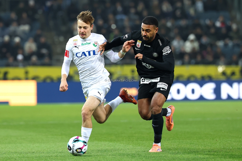 Sturm Graz - Wattens
Oesterreichische Fussball Bundesliga, 4. Runde, SK Sturm Graz - WSG Tirol, Stadion Liebenau Graz, 03.12.2025. 

Foto zeigt Maurice Maximilian Malone (Sturm)
