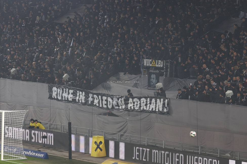 Sturm Graz - GAK
Oesterreichische Fussball Bundesliga, 16. Runde, SK Sturm Graz - Grazer AK, Stadion Liebenau Graz, 07.12.2025. 

Foto zeigt Fans von Sturm mit einem Spruchband
