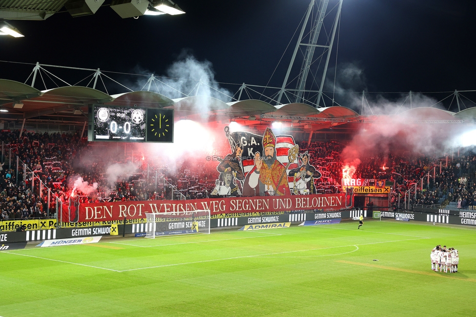 Sturm Graz - GAK
Oesterreichische Fussball Bundesliga, 16. Runde, SK Sturm Graz - Grazer AK, Stadion Liebenau Graz, 07.12.2025. 

Foto zeigt Fans von GAK mit einer Choreografie
