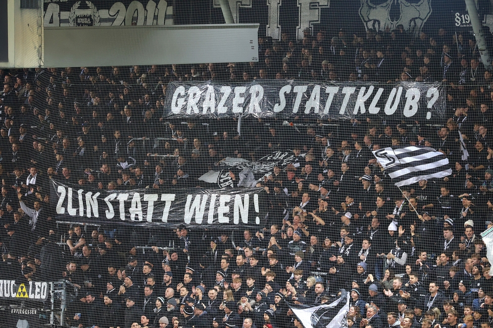 Sturm Graz - GAK
Oesterreichische Fussball Bundesliga, 16. Runde, SK Sturm Graz - Grazer AK, Stadion Liebenau Graz, 07.12.2025. 

Foto zeigt Fans von Sturm mit einem Spruchband
