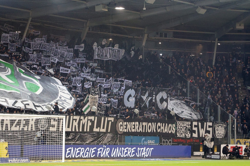 Sturm Graz - GAK
Oesterreichische Fussball Bundesliga, 16. Runde, SK Sturm Graz - Grazer AK, Stadion Liebenau Graz, 07.12.2025. 

Foto zeigt Fans von Sturm mit einer Choreografie
Schlüsselwörter: generationchaos sws blackstorm