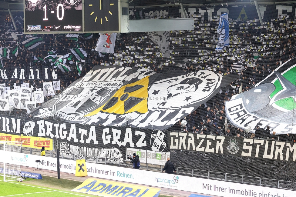 Sturm Graz - GAK
Oesterreichische Fussball Bundesliga, 16. Runde, SK Sturm Graz - Grazer AK, Stadion Liebenau Graz, 07.12.2025. 

Foto zeigt Fans von Sturm mit einer Choreografie
Schlüsselwörter: brigata