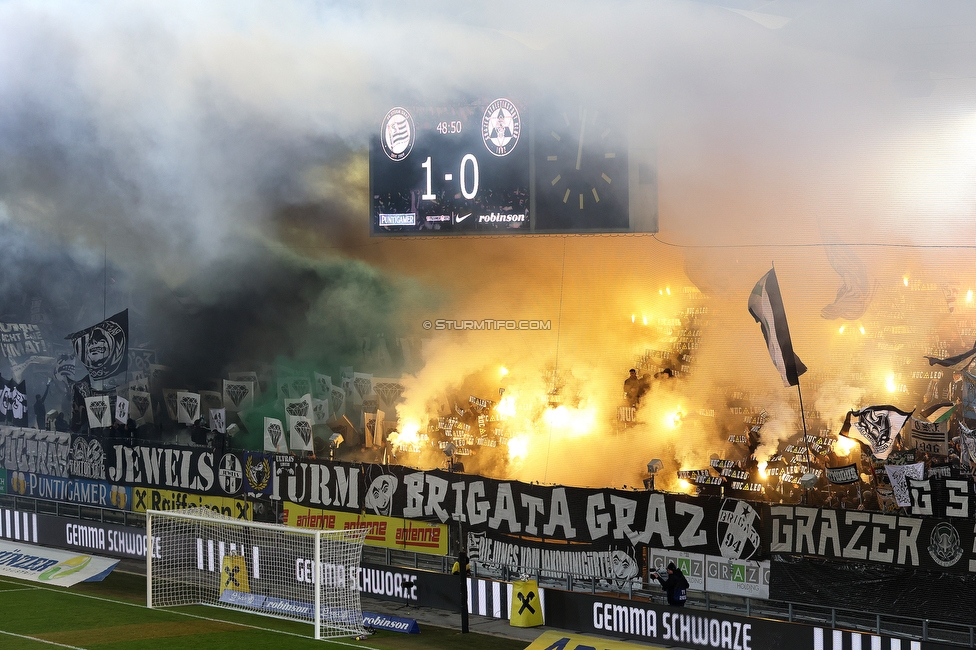 Sturm Graz - GAK
Oesterreichische Fussball Bundesliga, 16. Runde, SK Sturm Graz - Grazer AK, Stadion Liebenau Graz, 07.12.2025. 

Foto zeigt Fans von Sturm mit einer Choreografie
Schlüsselwörter: jewels brigata