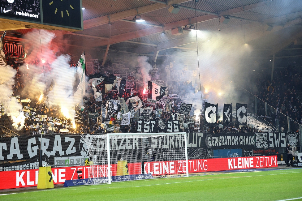 Sturm Graz - GAK
Oesterreichische Fussball Bundesliga, 16. Runde, SK Sturm Graz - Grazer AK, Stadion Liebenau Graz, 07.12.2025. 

Foto zeigt Fans von Sturm mit einer Choreografie
Schlüsselwörter: sturmflut generationchaos
