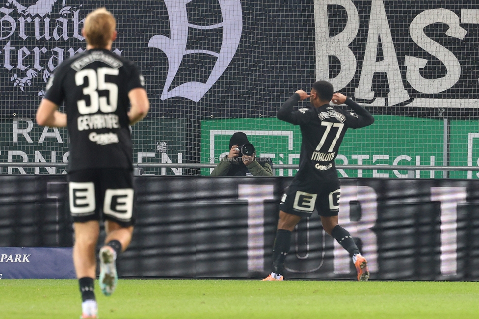 Sturm Graz - GAK
Oesterreichische Fussball Bundesliga, 16. Runde, SK Sturm Graz - Grazer AK, Stadion Liebenau Graz, 07.12.2025. 

Foto zeigt Maurice Malone (Sturm)
Schlüsselwörter: torjubel
