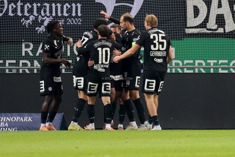 Sturm Graz - GAK
Oesterreichische Fussball Bundesliga, 16. Runde, SK Sturm Graz - Grazer AK, Stadion Liebenau Graz, 07.12.2025. 

Foto zeigt Maurice Malone (Sturm)
Schlüsselwörter: torjubel