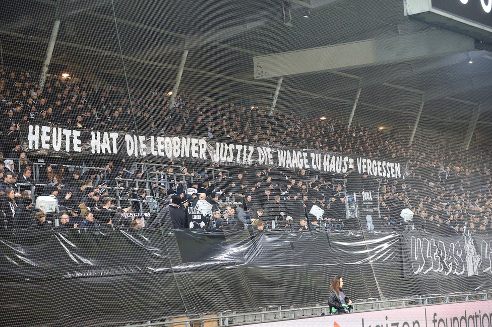 Sturm Graz - Brann Bergen
UEFA Europa League Gruppenphase 8. Spieltag, SK Sturm Graz - SK Brann Bergen, Stadion Liebenau Graz, 29.01.2026. Foto zeigt Fans von Sturm mit einem Spruchband
