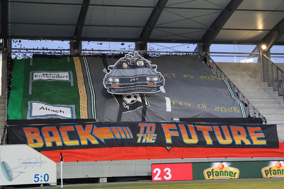Altach - Sturm Graz
OEFB Cup, Viertelfinale, SC Rheindorf Altach - SK Sturm Graz, Stadion Schnabelholz Altach, 01.02.2026. Foto zeigt Fans von Sturm mit einer Choreografie
Schlüsselwörter: jewels