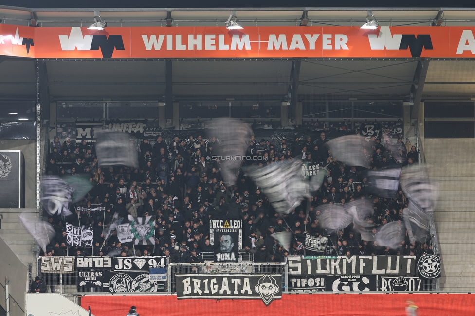 Altach - Sturm Graz
OEFB Cup, Viertelfinale, SC Rheindorf Altach - SK Sturm Graz, Stadion Schnabelholz Altach, 01.02.2026. Foto zeigt Fans von Sturm
