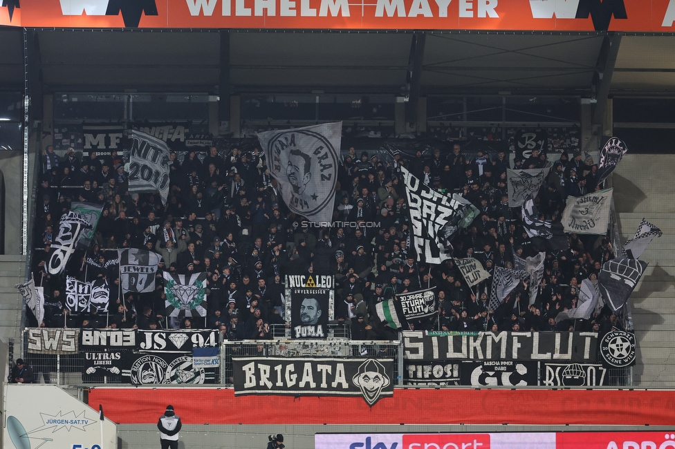 Altach - Sturm Graz
OEFB Cup, Viertelfinale, SC Rheindorf Altach - SK Sturm Graz, Stadion Schnabelholz Altach, 01.02.2026. Foto zeigt Fans von Sturm
