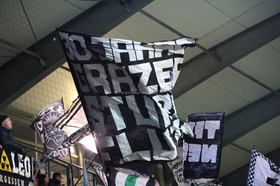 Altach - Sturm Graz
OEFB Cup, Viertelfinale, SC Rheindorf Altach - SK Sturm Graz, Stadion Schnabelholz Altach, 01.02.2026. Foto zeigt Fans von Sturm
