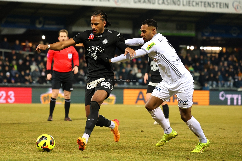 Altach - Sturm Graz
OEFB Cup, Viertelfinale, SC Rheindorf Altach - SK Sturm Graz, Stadion Schnabelholz Altach, 01.02.2026. Foto zeigt Emanuel Aiwu (Sturm)
