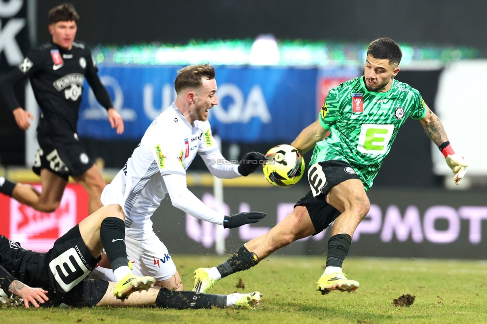 Altach - Sturm Graz
OEFB Cup, Viertelfinale, SC Rheindorf Altach - SK Sturm Graz, Stadion Schnabelholz Altach, 01.02.2026. Foto zeigt Jusuf Gazibegovic (Sturm)
