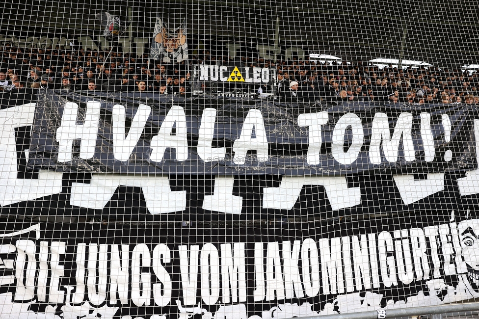 Sturm Graz - Ried
Oesterreichische Fussball Bundesliga, 18. Runde, SK Sturm Graz - SV Ried, Stadion Liebenau Graz, 08.02.2026. Foto zeigt Fans von Sturm mit einem Spruchband
