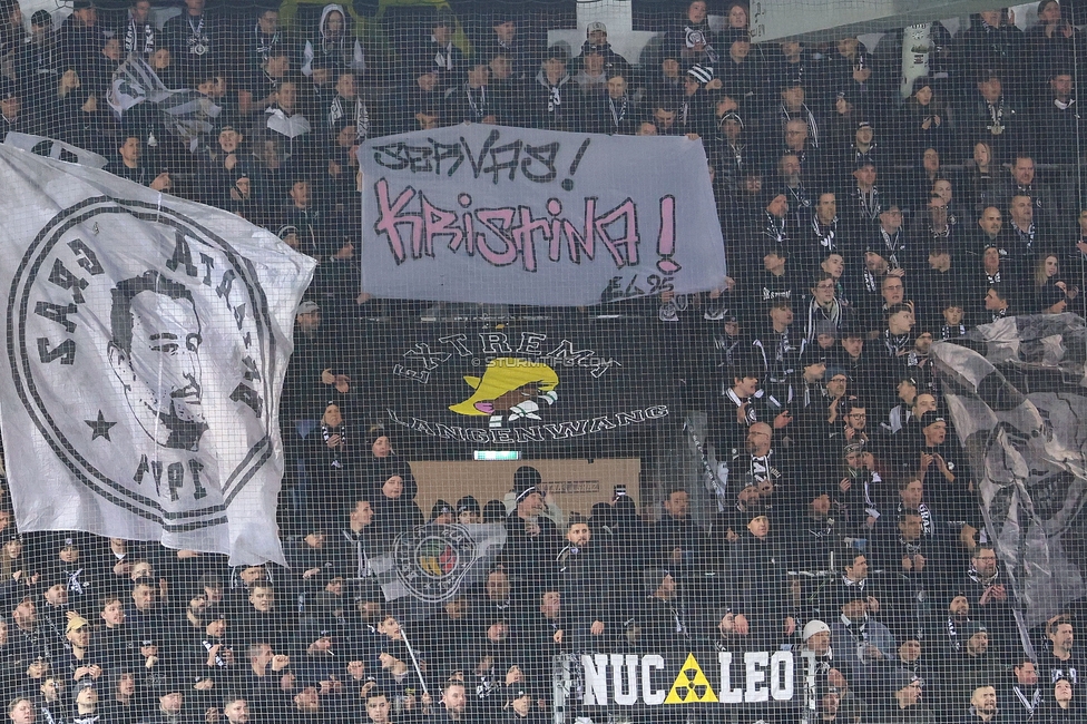 Sturm Graz - Ried
Oesterreichische Fussball Bundesliga, 18. Runde, SK Sturm Graz - SV Ried, Stadion Liebenau Graz, 08.02.2026. Foto zeigt Fans von Sturm mit einem Spruchband

