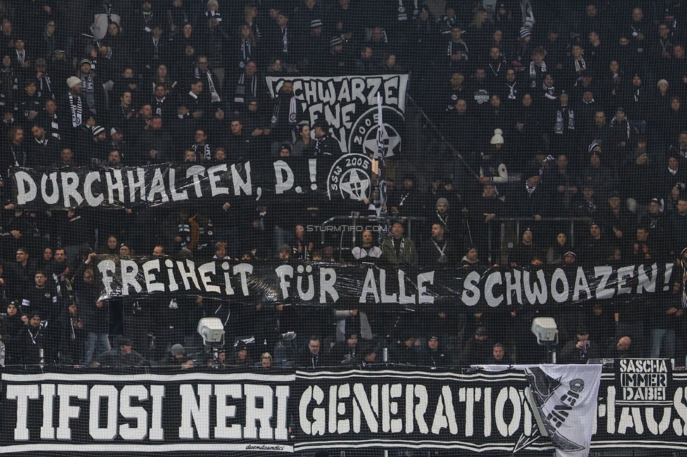 Sturm Graz - Ried
Oesterreichische Fussball Bundesliga, 18. Runde, SK Sturm Graz - SV Ried, Stadion Liebenau Graz, 08.02.2026. Foto zeigt Fans von Sturm mit einem Spruchband
