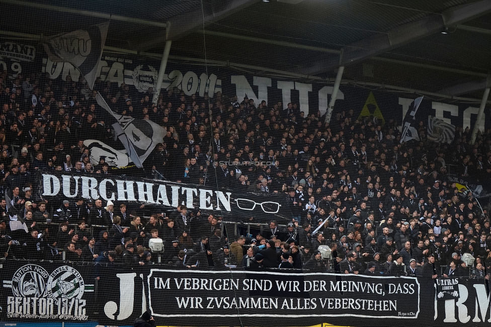 Sturm Graz - Ried
Oesterreichische Fussball Bundesliga, 18. Runde, SK Sturm Graz - SV Ried, Stadion Liebenau Graz, 08.02.2026. Foto zeigt Fans von Sturm mit einem Spruchband
