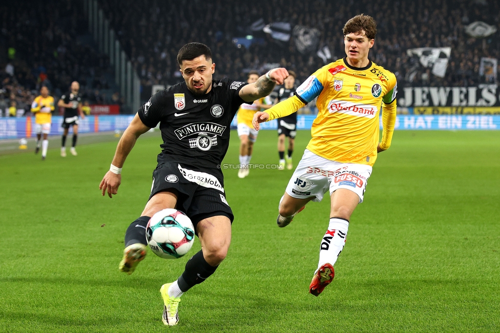 Sturm Graz - Ried
Oesterreichische Fussball Bundesliga, 18. Runde, SK Sturm Graz - SV Ried, Stadion Liebenau Graz, 08.02.2026. Foto zeigt Jusuf Gazibegovic (Sturm)
