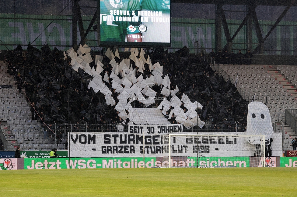 WSG Tirol - Sturm Graz
Oesterreichische Fussball Bundesliga, 19. Runde, WSG Tirol - SK Sturm Graz, Tivoli Stadion Neu, 14.02.2026.Foto zeigt Fans von Sturm mit einer Choreografie
