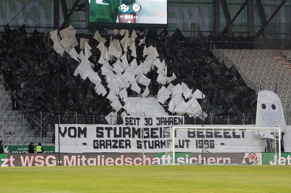 WSG Tirol - Sturm Graz
Oesterreichische Fussball Bundesliga, 19. Runde, WSG Tirol - SK Sturm Graz, Tivoli Stadion Neu, 14.02.2026.Foto zeigt Fans von Sturm mit einer Choreografie
