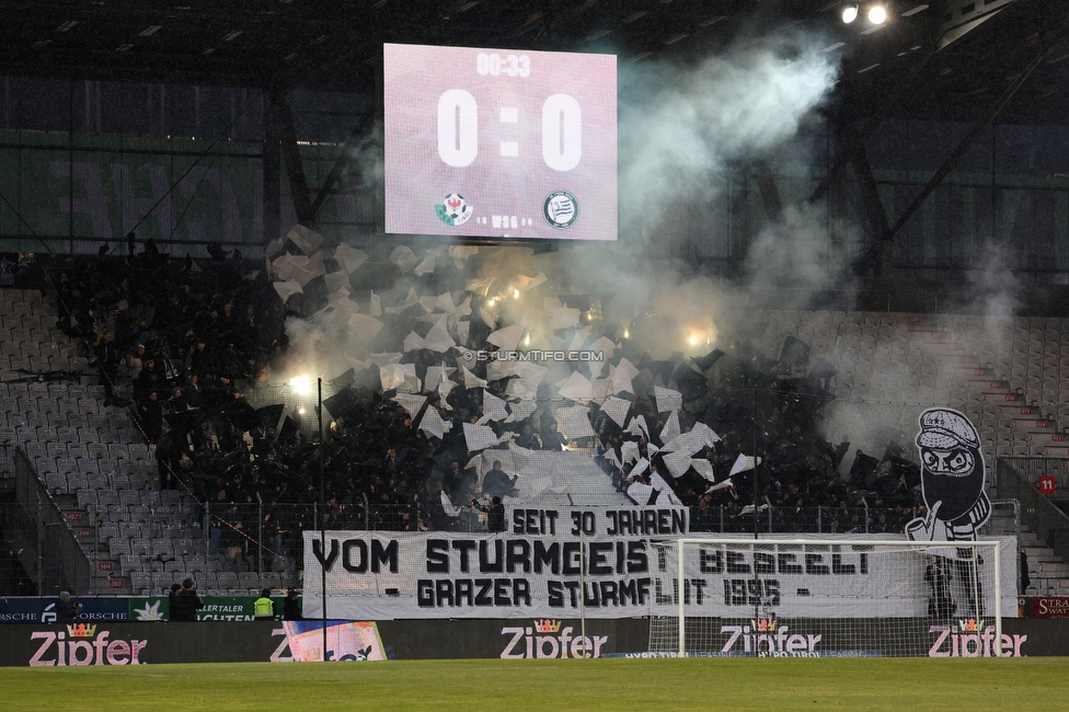 WSG Tirol - Sturm Graz
Oesterreichische Fussball Bundesliga, 19. Runde, WSG Tirol - SK Sturm Graz, Tivoli Stadion Neu, 14.02.2026.Foto zeigt Fans von Sturm mit einer Choreografie
