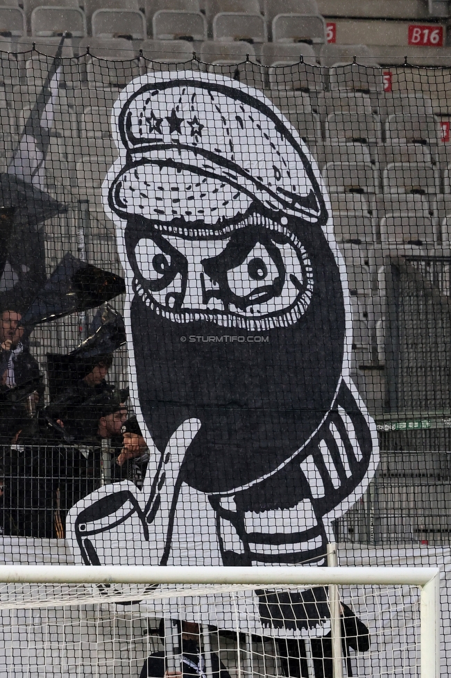 WSG Tirol - Sturm Graz
Oesterreichische Fussball Bundesliga, 19. Runde, WSG Tirol - SK Sturm Graz, Tivoli Stadion Neu, 14.02.2026.Foto zeigt Fans von Sturm mit einer Choreografie
