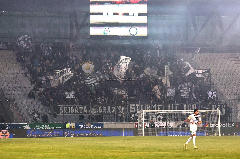 WSG Tirol - Sturm Graz
Oesterreichische Fussball Bundesliga, 19. Runde, WSG Tirol - SK Sturm Graz, Tivoli Stadion Neu, 14.02.2026.Foto zeigt Fans von Sturm
