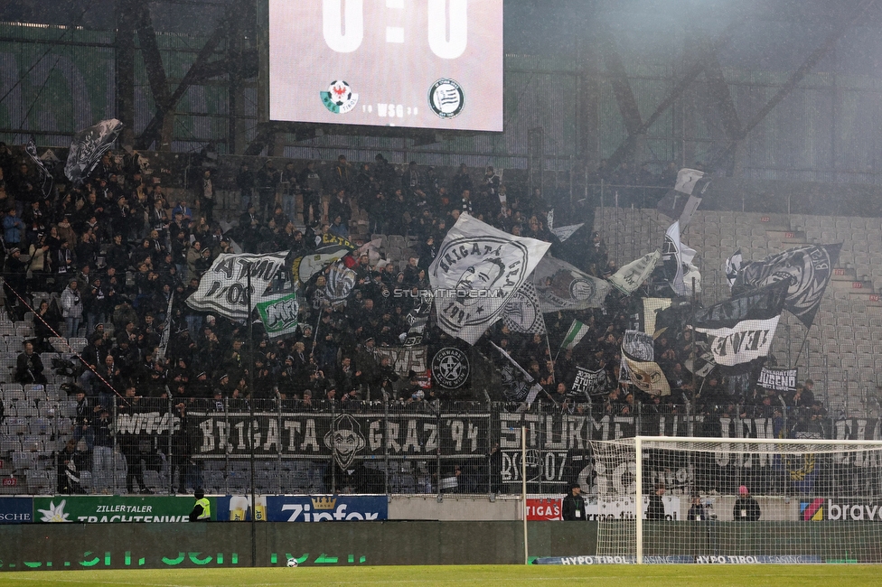WSG Tirol - Sturm Graz
Oesterreichische Fussball Bundesliga, 19. Runde, WSG Tirol - SK Sturm Graz, Tivoli Stadion Neu, 14.02.2026.Foto zeigt Fans von Sturm
