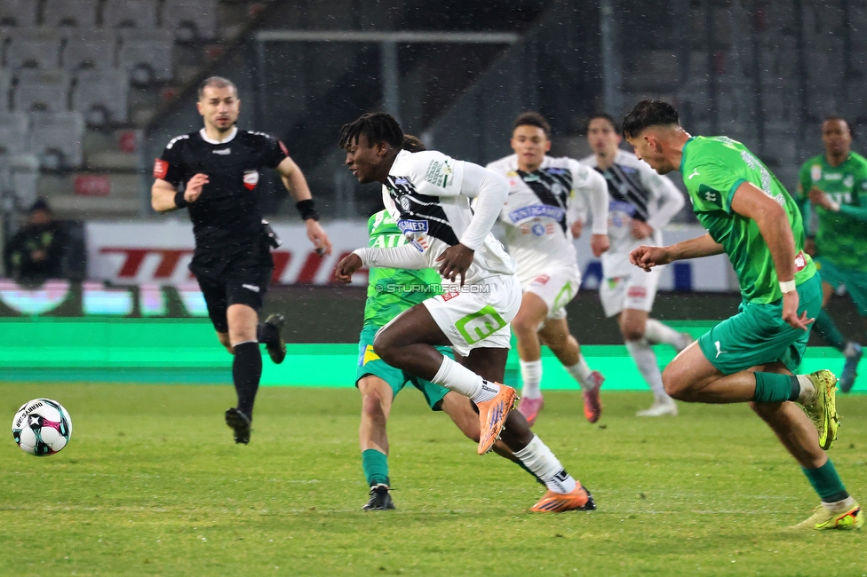 WSG Tirol - Sturm Graz
Oesterreichische Fussball Bundesliga, 19. Runde, WSG Tirol - SK Sturm Graz, Tivoli Stadion Neu, 14.02.2026.

Foto zeigt Seedy Jatta (Sturm)
