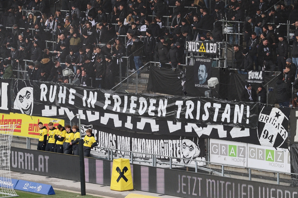 Sturm Graz - BW Linz
Oesterreichische Fussball Bundesliga, 20. Runde, SK Sturm Graz - FC Blau-Weiss Linz, Stadion Liebenau Graz, 22.02.2026. 

Foto zeigt Fans von Sturm mit einem Spruchband
