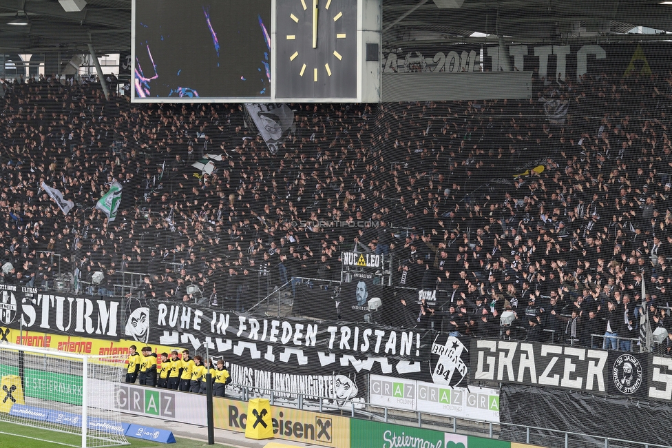 Sturm Graz - BW Linz
Oesterreichische Fussball Bundesliga, 20. Runde, SK Sturm Graz - FC Blau-Weiss Linz, Stadion Liebenau Graz, 22.02.2026. 

Foto zeigt Fans von Sturm mit einem Spruchband
Schlüsselwörter: brigata