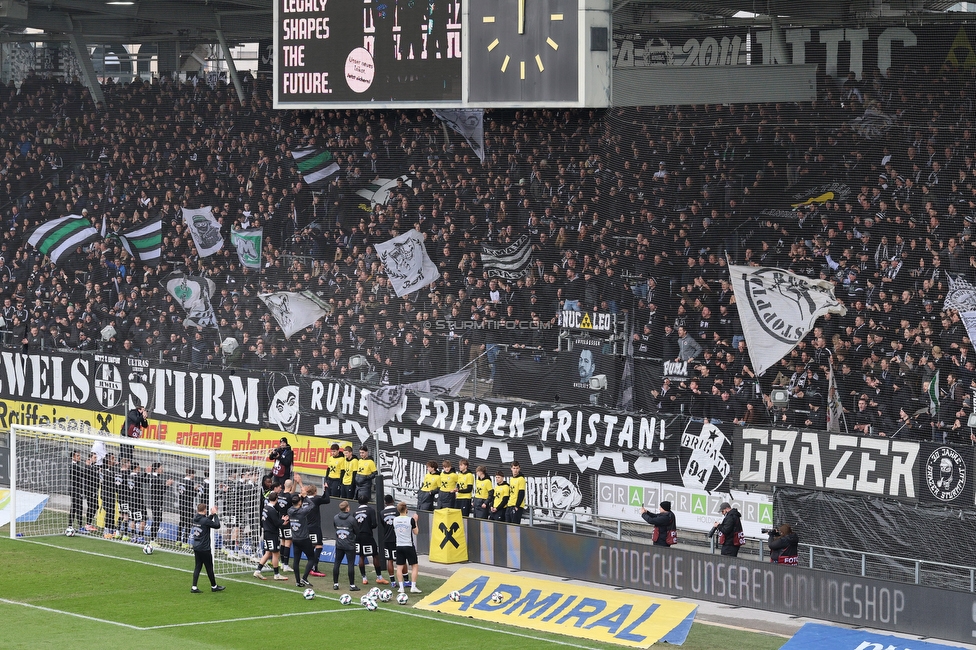 Sturm Graz - BW Linz
Oesterreichische Fussball Bundesliga, 20. Runde, SK Sturm Graz - FC Blau-Weiss Linz, Stadion Liebenau Graz, 22.02.2026. 

Foto zeigt Fans von Sturm und die Mannschaft von Sturm
