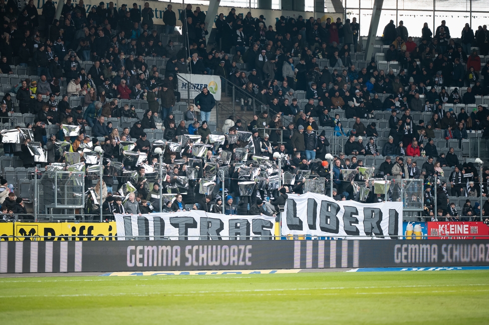 Sturm Graz - BW Linz
Oesterreichische Fussball Bundesliga, 20. Runde, SK Sturm Graz - FC Blau-Weiss Linz, Stadion Liebenau Graz, 22.02.2026. 

Foto zeigt Fans von Sturm mit einer Choreografie
