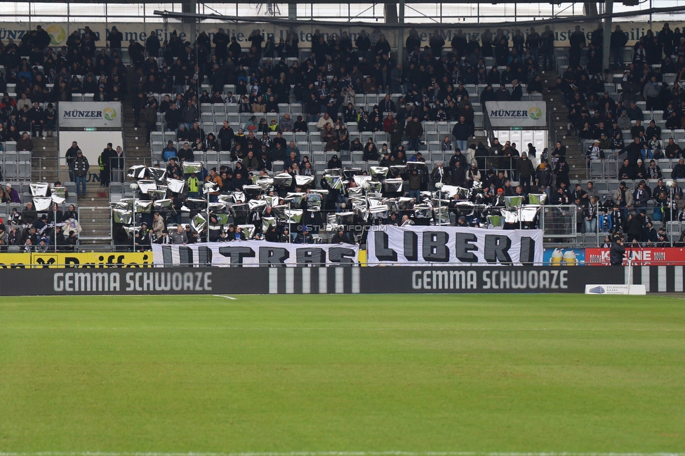 Sturm Graz - BW Linz
Oesterreichische Fussball Bundesliga, 20. Runde, SK Sturm Graz - FC Blau-Weiss Linz, Stadion Liebenau Graz, 22.02.2026. 

Foto zeigt Fans von Sturm mit einer Choreografie
