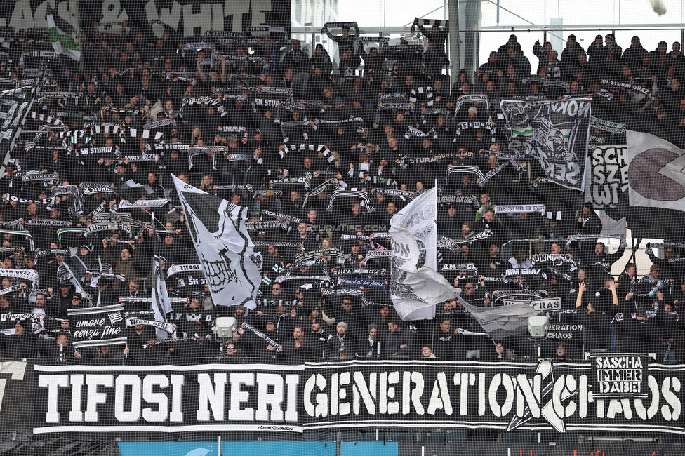 Sturm Graz - BW Linz
Oesterreichische Fussball Bundesliga, 20. Runde, SK Sturm Graz - FC Blau-Weiss Linz, Stadion Liebenau Graz, 22.02.2026. 

Foto zeigt Fans von Sturm
Schlüsselwörter: schals tifosi generationchaos
