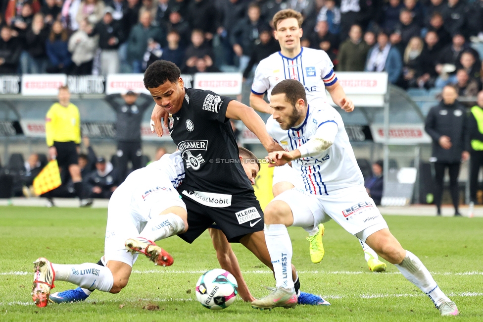 Sturm Graz - BW Linz
Oesterreichische Fussball Bundesliga, 20. Runde, SK Sturm Graz - Blau-Weiss Linz, Stadion Liebenau Graz, 22.02.2026. 

Foto zeigt Axel Kayombo (Sturm)
