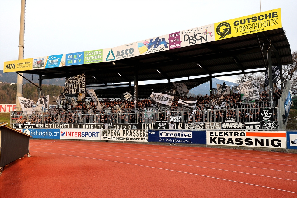 Wolfsberg - Sturm Graz
Oesterreichische Fussball Bundesliga, 21. Runde, Wolfsberger AC - SK Sturm Graz, Lavanttal Arena Wolfsberg, 01.03.2026. 

Foto zeigt Fans von Sturm
