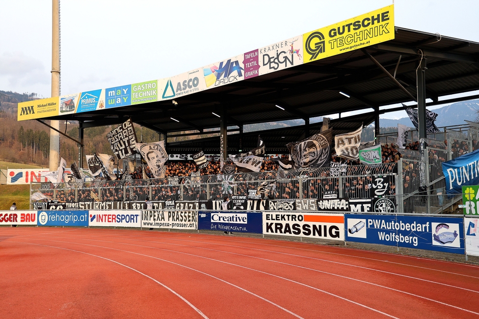 Wolfsberg - Sturm Graz
Oesterreichische Fussball Bundesliga, 21. Runde, Wolfsberger AC - SK Sturm Graz, Lavanttal Arena Wolfsberg, 01.03.2026. 

Foto zeigt Fans von Sturm
