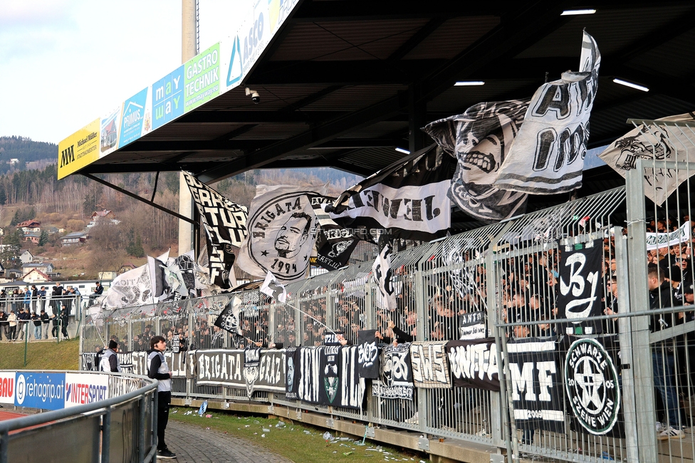 Wolfsberg - Sturm Graz
Oesterreichische Fussball Bundesliga, 21. Runde, Wolfsberger AC - SK Sturm Graz, Lavanttal Arena Wolfsberg, 01.03.2026. 

Foto zeigt Fans von Sturm
