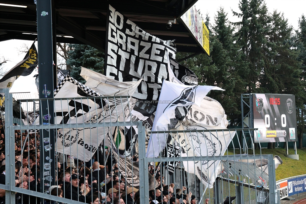 Wolfsberg - Sturm Graz
Oesterreichische Fussball Bundesliga, 21. Runde, Wolfsberger AC - SK Sturm Graz, Lavanttal Arena Wolfsberg, 01.03.2026. 

Foto zeigt Fans von Sturm
